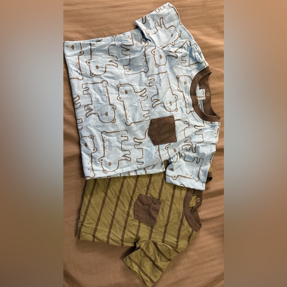 Kids Animal Print Bodysuit Set - Blue and Green